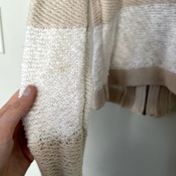 LOFT beige white knit full zip jacket sweater vintage style cotton linen size XS - Picture 10 of 10